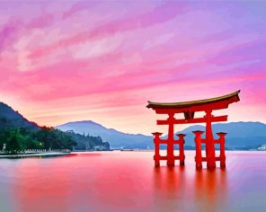 Itsukushima Shrine At Sunset Paint by numbers
