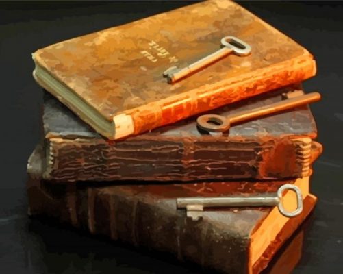 Keys On Old Books Paint by numbers
