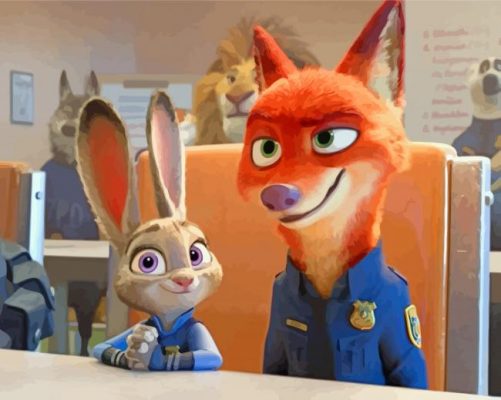 Lt Judy Hopps and Nick paint by numbers