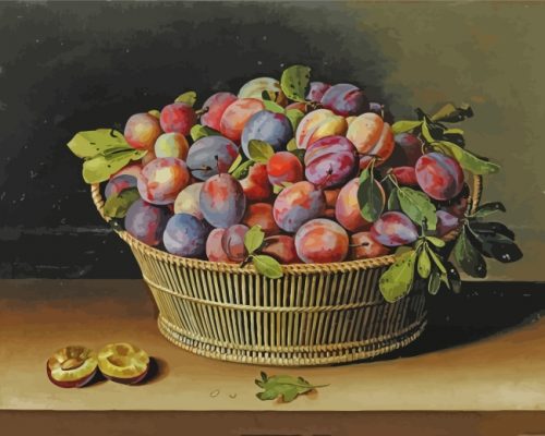 Plums Basket Still Life paint by number