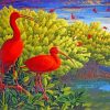 Scarlet ibis In Swamp paint by number