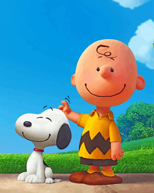 Snoopy And Charlie Brown Cartoon - Paint By Number - Numeral Paint