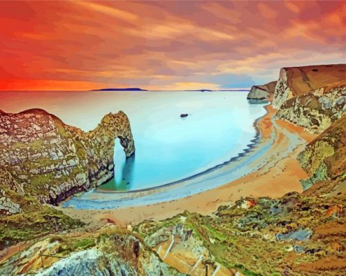 Sunset At Durdle Door paint by numbers