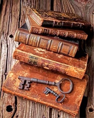Vintage Books And Keys Paint by numbers
