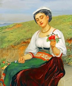 Young Woman With Flowers Paint by numbers