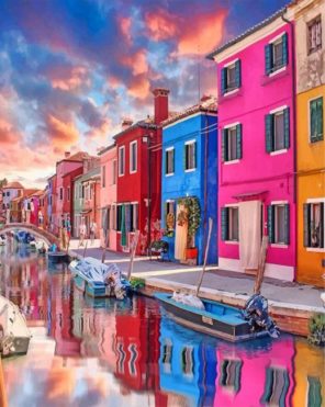 Colorful Burano Italy paint by numbers