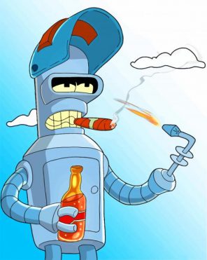 Bender Futurama Smoking - Paint By Number - Numeral Paint