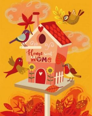 Bird House Illustration Paint by numbers
