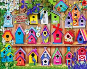 Bird Houses paint by numbers