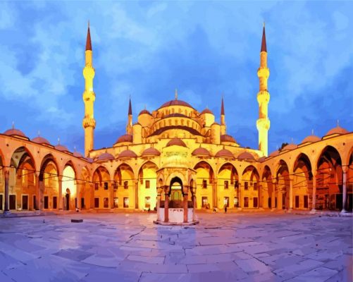 blue mosque Turkey paint by number