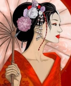 Geisha Wearing Red paint by numbers