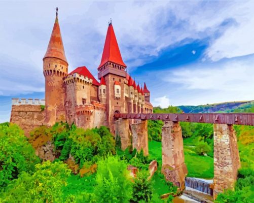 Corvin Castle Hunedoara Transylvania Romania paint by number