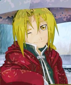 edward elric under an umbrella paint by numbers