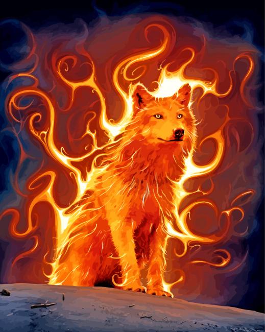Fire Wolf Paint By Numbers - Numeral Paint Kit