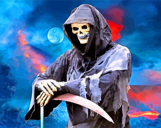 Fantasy Grim Reaper Skull Paint By Numbers 