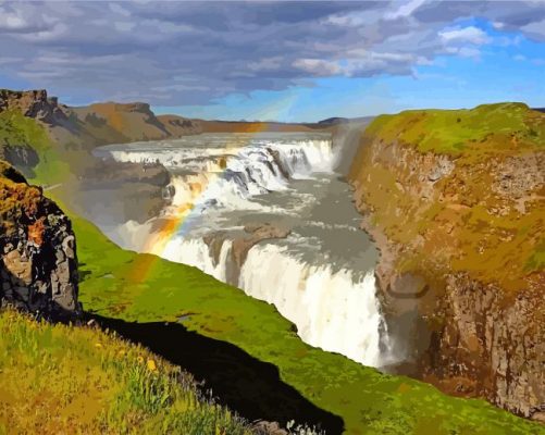 iceland Gullfoss Falls paint by number