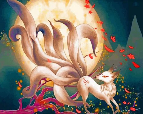 kitsune wolf paint by numbers
