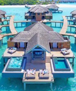 Maldives Huts On Water paint by numbers
