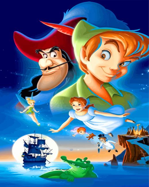 Peter Pan And His Friends Disney Animation - Paint By Number - Paint by  Numbers for Sale
