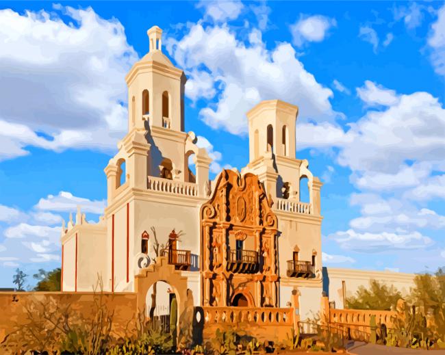 San Xavier Tucson Arizona Paint By Numbers Numeral Paint Kit