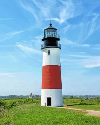 Sankaty Head Light Nantucket Island paint by number