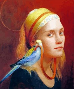 Woman And Bird By Louise Camille Fenne paint by number