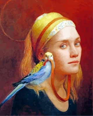 Woman And Bird By Louise Camille Fenne paint by number