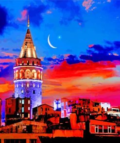 Aesthetic Galata Tower paint by number