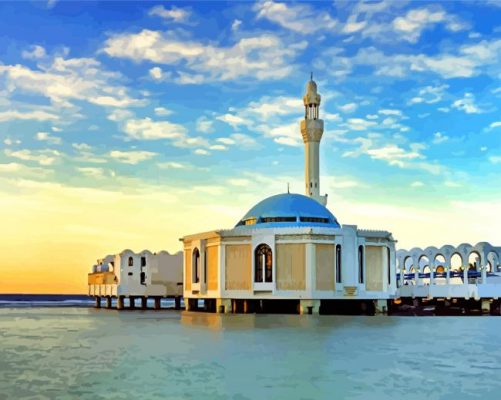 Al Rahma Mosque soudi arabia paint by number