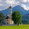 Austria Mountains Church Alps Trees paint by numbers