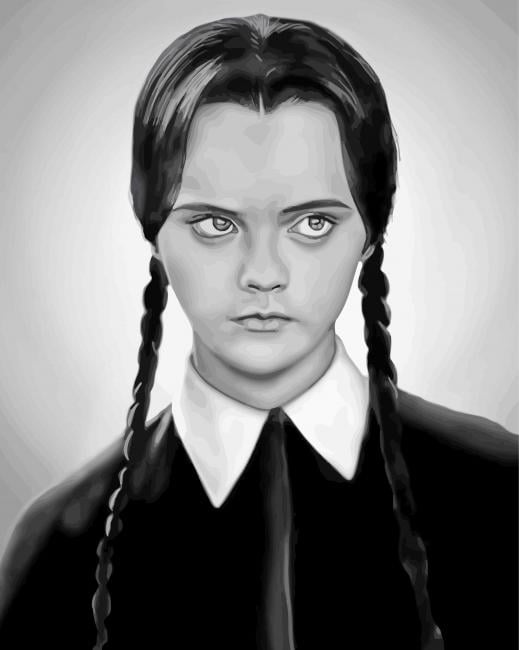 Black And White Wednesday Addams Paint By Numbers - Numeral Paint Kit