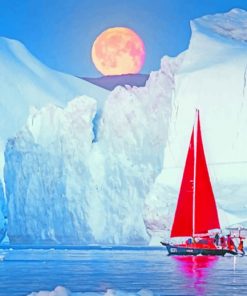 Sailboat In Iceberg Greenland paint by numbers