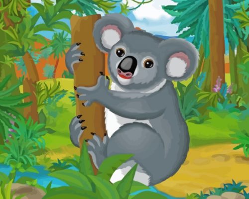 Cartoon Koala Animal paint by numbers