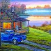 Early To Rise Cabin With Old Truck paint by numbers paint by numbers