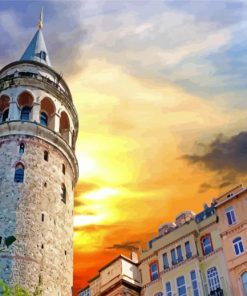 Galata Tower Turkey paint by number