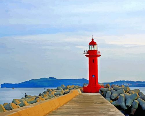 Jeju Lighthouse South Korea paint by number