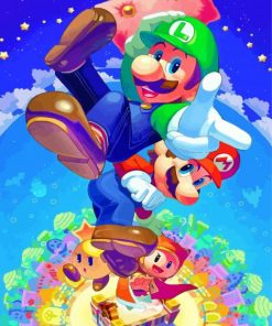 Luigi And Super Mario paint by numbers