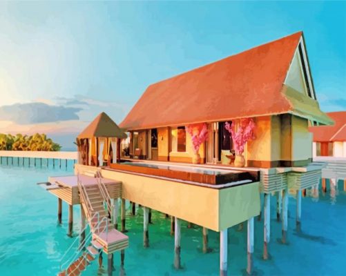 Maldives Water Villa paint by numbers