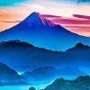 Mount Fuji by night paint by number