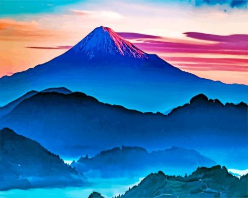 Mount Fuji by night paint by number