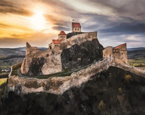 Rupea Citadel Transylvania paint by number