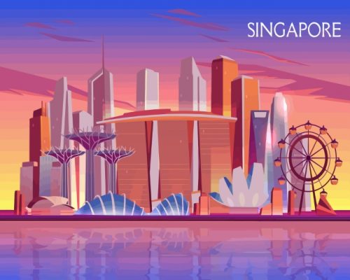 Singapore Skyline Illustration Paint by numbers