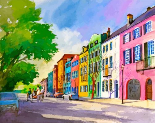 South Carolina Rainbow Row Art paint by number