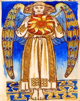 William Morris Day Angel Holding a Sun paint by number