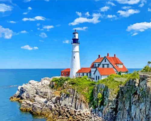 Aesthetic Lighthouse Maine paint by numbers