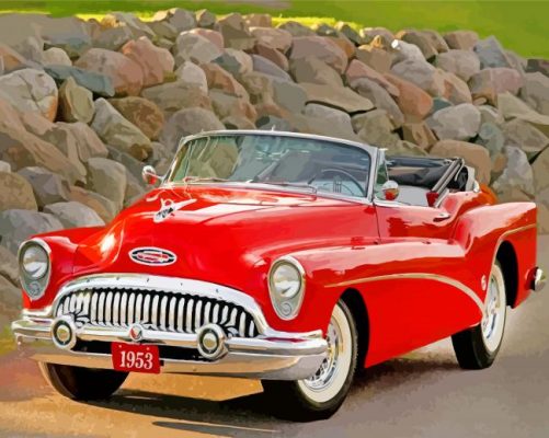 Aesthetic Red Buick Skylark paint by numbers