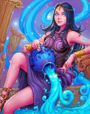 aquarius gorgeous woman paint by numbers