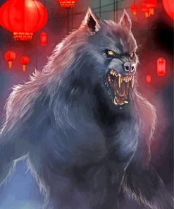 Black Werewolf paint by number