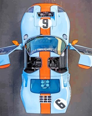 blue and orange Ford Gt40 paint by number