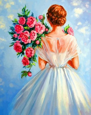 Bride Holding Flowers  paint by numbers